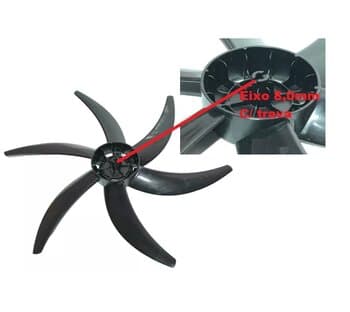 HELICE P/VENTILADOR DE 50CM VENTISOL 6P PRETA MONTA FÁCIL STEEL PONTA+FINA F08,0MM PRD C/T.TRASEIRA - MONDIAL 6-PAS 50CM