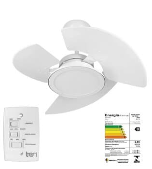VENTILADOR DE TETO TRON AVENTADOR LED29,5CM 110V08,5UF 130W BRANCO 3PÁS MDF LUMINÁRIA PLACA DE LED24W5500K-LUZ MEDIA C/CHAVE 3VEL - LINHA LED