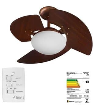 VENTILADOR DE TETO TRON AVENTADOR STILO 110V08,5UF 130W COR COBRE 3PÁS MDF COR TABACO LUMINÁRIA 2-LÂMP. CHAVE 3VEL - LINHA MÁXIMO - foto 1 de 3