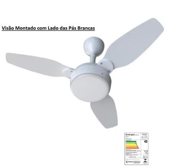 VENTILADOR DE TETO VENTISOL LEGACY INVERTER BIV110V-220V30W LUMINÁRIA P/02-LÂMPADAS 3PÁS MD BRANCA-PINUS CONTROLE REMOTO 6-VELOCIDADES