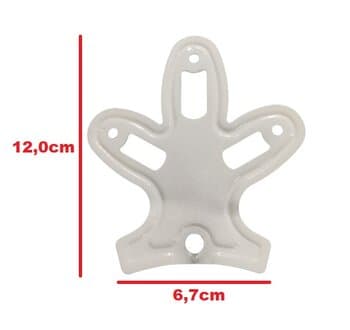 GARRA SUPORTE DAS PÁS VENTILADOR DE TETO ARGE - GARRA METAL 3FUROS MODELO PÉ DE GALINHA COR BRANCA P/PÁS DE MADEIRA - *VENDIDO P/UNIDADE