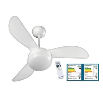 VENTILADOR DE TETO VENTISOL FENIX PREMIUM 110V 130W CONTROLE REMOTO 3VEL 3PÁS BRANCO C/LUM.P/2-LÂMPADAS