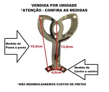 GARRA SUPORTE DE PÁ HÉLICE VENTILADOR DE TETO IMPORTADO *USADAS - G/G METAL DOURADA 2-FUROS X MOTOR-4,0CM 3-FUROS X PÁ-6,8CM