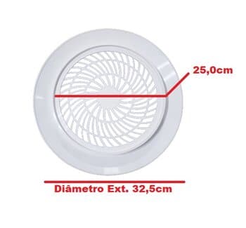 GRADE DE 25CM P/EXAUSTOR VENTISOL RESIDENCIAL 25CM AERO BRANCO - GRADE 0741 PLASTICA BRANCA - *VENDIDA P/UNIDADE