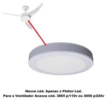 LUMINÁRIA PLAFON PAINEL LED SOBREPOR RD22,0CM P/VENTILADOR VENTI-DELTA LUNIK - 18W3000KBIV BRANCA B/BRANCA - BASE ESPECIAL REFORÇADA