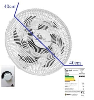 VENTILADOR DE PAREDE 040CM VENTI-DELTA FREE VENTURA BIV150W BRANCO HEL-6PÁS CINZA G/PL CONTROLE DE VELOCIDADE