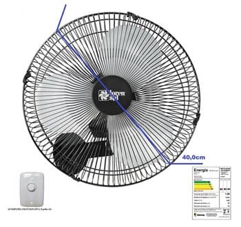 VENTILADOR DE PAREDE 040CM LOREN SID TURBO 220V135W PRETO HEL-3PÁS G/MT CONTROLE DE VELOCIDADE
