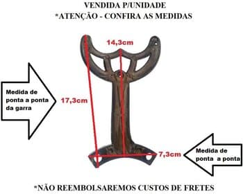 GARRA SUPORTE DE PÁ HÉLICE VENTILADOR DE TETO IMPORTADO *USADAS UNIDADE* G/GD ALU O.VELHO 2-FUROS G X MT-05,5CM 3-FUROS G X PÁ-15,50CM