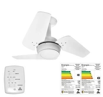 VENTILADOR DE TETO VENTI-DELTA LOFT 110V BRANCO 3PÁS MDF BRANCAS CHAVE 3VELOCIDADES 130W - LUMINÁRIA LED 18W 6.000K LUZ BRANCA