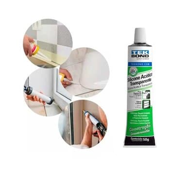 Adesivo Silicone Acético Transparente 50g - Aplicaçăo Manual - Tek Bond