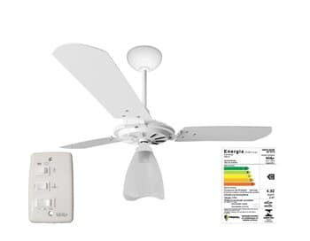 VENTILADOR DE TETO VENTEX YRIS 110V12,0UF 150W BRANCO 3PAS MDF BRANCAS 1LUZ CHAVE 3VELOCIDADES (102)