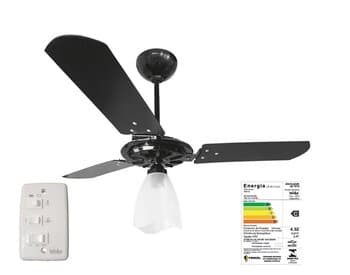 VENTILADOR DE TETO VENTEX YRIS 110V12,0UF 150W PRETO 3PAS MDF PRETAS 1LUZ CHAVE 3VELOCIDADES (106)
