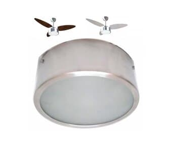 LUMINÁRIA PLAFON P/VENTILADOR DE TETO VENTISOL FHARO - ALUMÍNIO ESCOVADO C/BASE VIDRO TRANSPARENTE C/2-SOQUETES E27 - foto 1 de 6