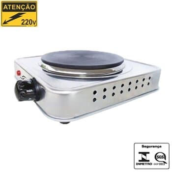 FOGĂO ELÉTRICO COOKTOP PORTÁTIL INOX 220V 1150W 1-BOCA ANTI-ADERENTE 1150WATTS - ITC SAFANELLI