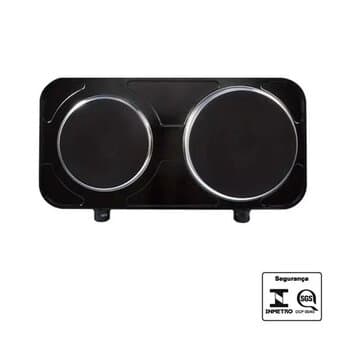 FOGĂO ELÉTRICO COOKTOP PORTÁTIL PRETO 110V 2500W 2-BOCAS ANTI-ADERENTE - AGRATTO FMP-01 - PM-1000W/PG-1500W