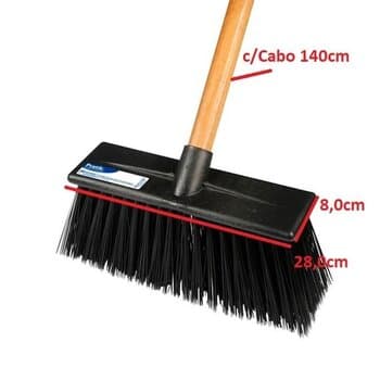 VASSOURĂO GARI PRATIK ROBUSTO DE PLÁSTICO 280 X 80MM COM CABO 1,4M