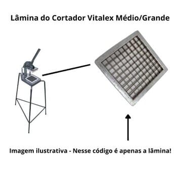 LÂMINA P/CORTADOR DE LEGUMES VITALEX MÉDIO/GRANDE FATIA 10MM - MOLDURA AL EXT.11X11CM INT.09X09CM ESP.07MM