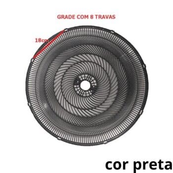 GRADE P/VENTILADOR 50CM VENTISOL - PLÁSTICA PRETA 8TRAVAS FĘMEA TRASEIRA P/NEW NOTOS TURBO STEEL MONTA FACIL *VENDIDA P/UNIDADE - foto 1 de 3