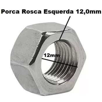 PORCA ROSCA ESQUERDA 12,0MM P/FIXAR HÉLICE NO EIXO DO MOTOR CLIMATIZADOR JOAPE *TODOS - SEXTAVADA 12MM - PO SEX ESQ ZB 1/2 UNF
