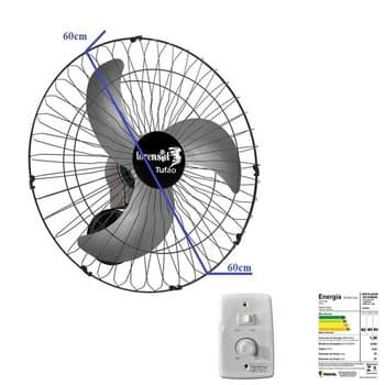 VENTILADOR DE PAREDE 060CM LOREN SID TUFĂO M1 BIV-250W PRETO/CINZA 3PÁS G/MT C/CONTROLE DE VELOCIDADE