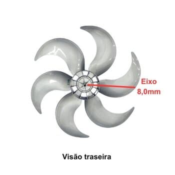 HELICE P/VENTILADOR DE 50CM VENTISOL 6PÁS CINZA TURBO6 F08,0MM PRD C/TRAVA TRASEIRA - MONDIAL 50CM/ CATAVENTO E08MM C/TT - *PARALELA