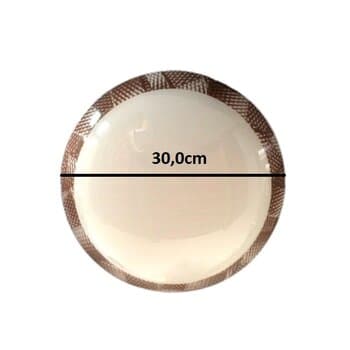 GLOBO CÚPULA 30CM P/VENTILADOR VENTI-DELTA VENTUS - VIDRO D.300MM C/BORDA DECORADA MOGNO