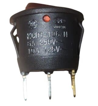 TECLA ASSADOR ELÉTRICO ARKE BOTĂO PRETO 3-FIOS CAPA VERMELHA C/LUZ LED VERMELHA - BIV 110V/10A 250V/6A- LIGA/DESLIGA RESISTĘNCIA DA ARKE