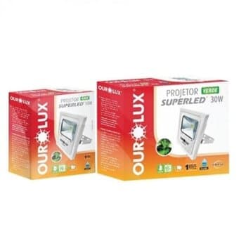Luminária Projetor Refletor de LED10W Bivolts 700Lm - Refletor Luz Verde - Ourolux
