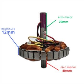 Estator Bobinado Motor Ventilador Teto Ciclone 220v 03,0uF - Eixo 12,0mm COM Rosca p/Luminária