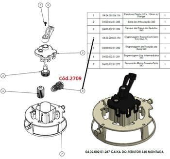 Engrenagem COM Rosca Sem Fim Ventilador Arge 50/60cm A10/A11 - p/Caixa de Engrenagens Caixa Maior