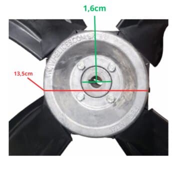 HELICE P/CLIMATIZADOR AG EBONE TURBO JET 4P F16,0MM G/AH GIRO ANTI HORARIO - PÁS FIBRA C/CENTRO METAL - DIAM.72CM FIBRAMETAL- H/720/4/PAG/3BR/TURBO JET