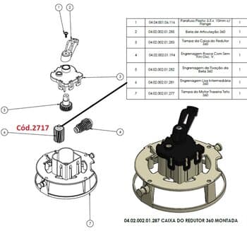 ENGRENAGEM INTERMEDIARIA DO VENTILADOR DE TETO ORBITAL VENTI-DELTA PREMIUM 360 50CM/60CM