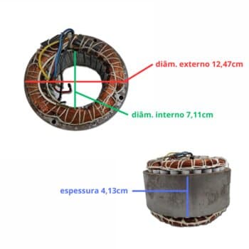 Estator Bobinado Motor Espremedor de Frutas Loren Sid Extrasuk Hiper Bivolts 250Watts - Estator para Extrator de Suco Extrasuk Hiper