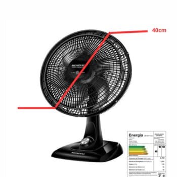VENTILADOR DE MESA 40CM MONDIAL VSP-40-B 110V 140W PRETO G/PL HEL-6PÁS CINZA - CONTROLE DE VELOCIDADE - ADAPTA-SE NA PAREDE