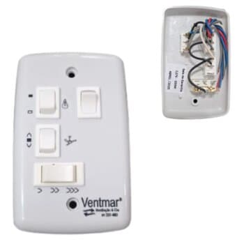 Chave P/ventilador de Teto R2Luz 3Vel *sem Capacitor C/reversăo + 2-Teclas Luz - * Apenas Espelho 4X2 4-Teclas + Sem Capacitor*
