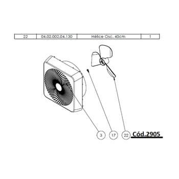 HELICE DE 26CM P/VENTILADOR VENTI-DELTA TURBI 40cm 3PAS BRANCO - EIXO-8,0MM PML - C/PORCA N/PONTA)