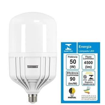 LÂMPADA LED BULBO LED50W 6500K TASCHIBRA BIVOLTS - (C150W+50W / E41W+15W) LUZ BRANCA FRIA 4000 LUMENS