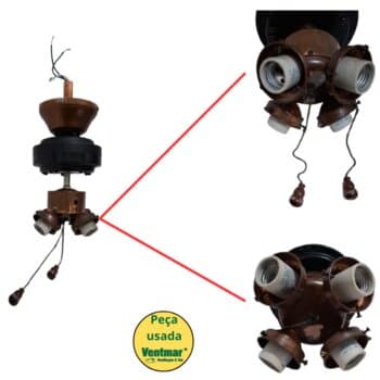 MOTOR P/VENTILADOR DE TETO IMPORTADO 110V COR BRONZE *SALDĂO USADO* MOD.5/PAS C/LUM P/04-TULIPAS VD C/CV 3VEL C/CV LUZ C/CV REVERSĂO