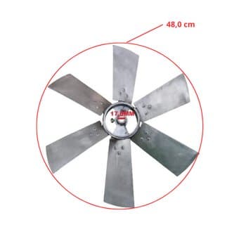 HÉLICE P/EXAUSTOR DE 50CM VENTISILVA E50M4 E50M6 E50M8 6PÁS ALUMÍNIO C/CUBO EM ALUMÍNIO FUNDIDO - ENCAIXE EIXO 17,0MM C/PARAFUSO LATERAL
