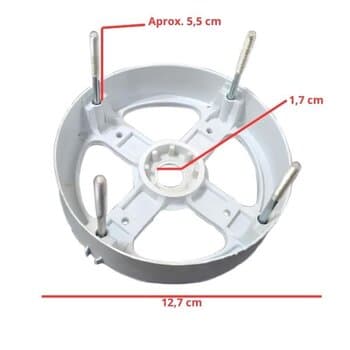 TAMPA CAMPANA DO MOTOR VENTILADOR LOREN SID 30/40/50CM DIANTEIRA DIAM.12,7CM - TURBO ORBITAL BRANCA - C/PARAFUSOS P/ROL6000