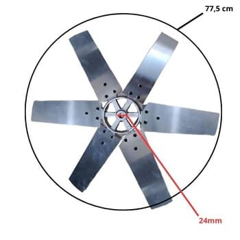 HÉLICE DE 80CM P/EXAUSTOR VENTISILVA 80CM E80T4 E80T6 FC FV 80CM - 6PÁS C/CUBO ALUMÍNIO FUNDIDO - ENCAIXE F24,05MM - FIXAR C/PARAFUSO LATERAL - D77,5CM - foto 1 de 4