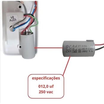 CHAVE P/VENTILADOR DE TETO 3-VEL CAP-12,0UF 4,0+8,0MF 1-TECLA LUZ - VENTEX YRIS ORIGINAL - foto 1 de 3
