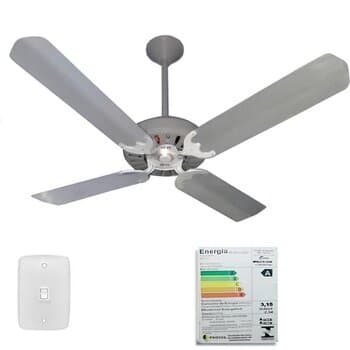 Ventilador de Teto Ventmar Comercial Super Ciclone 110V135W10,0UF Apolo IV Cinza 4Pás AL-Cinza Chave Reversăo - P/Área Gourmet s/Luminária - Consumo A