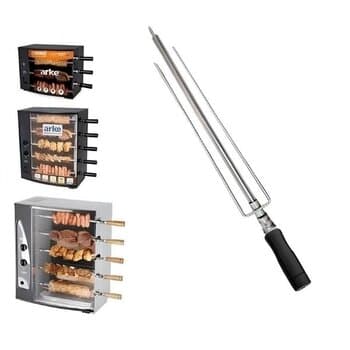 ESPETO P/CHURRASCO - ESPETO TRIPLO ARKE COM ROLDANA PARA ASSADOR ARKE AGR ARKE VITTA ARKE VULCANO - ESPETO TRIPLO VITTA EM INOX - 57CM