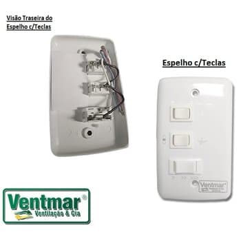 CHAVE P/VENTILADOR DE TETO DE 3 VELOCIDADES + 1 TECLA P/LUZ - * APENAS ESPELHO 4X2 C/3-TECLAS + SEM CAPACITOR* - foto 1 de 5