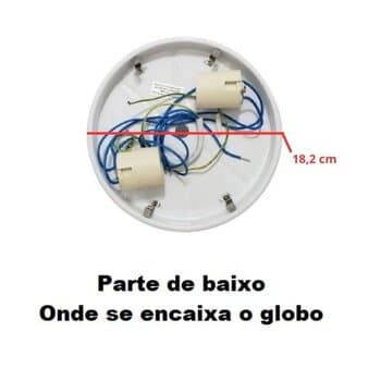 PLAFON SUPORTE DO GLOBO DE VIDRO P/LUMINÁRIA VENTILADOR ALISEU INSPIRE NANO - METAL BRANCO E-18CM - C/02 SOQ.+NIPEL DE FIXAÇĂO - foto 1 de 4