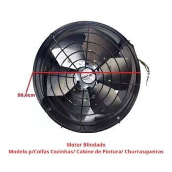 EXAUSTOR DE 50CM VENT AIR BLINDADO BIV640W BAIXA ROTAÇĂO-1650RPM ALTA Vazăo-08400M3/H - SERVIÇO PESADO P/CHURRASQUEIRA COIFA CABINE DE PINTURA - INDUSTRIAL