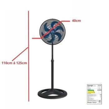 VENTILADOR DE COLUNA 040CM VENTISOL TURBO 6PAS 110V 80W PRETO HEL-AZUL GRADES PLASTICAS - VENTILADOR TURBO 6P OSCILANTE PREMIUM