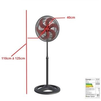 VENTILADOR DE COLUNA 040CM VENTISOL TURBO 6PAS 220V80W PRETO HEL-VERMELHA GRADES PLASTICAS - VENTILADOR TURBO 6P OSCILANTE PREMIUM - foto 1 de 3