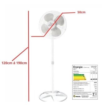 VENTILADOR DE COLUNA 050CM VENTI-DELTA PREMIUM OSCILANTE BIV-170W G/MT COR BRANCA HEL-4PAS CHAVE 3-VELOCIDADES